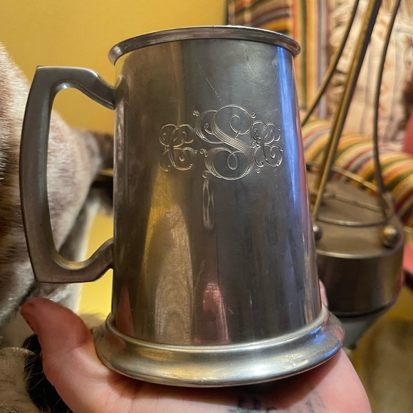 Vintage Dining Vintage Pewter Beer Mug Vintage English Monogramed